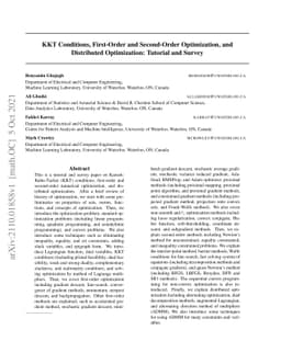 KKT Conditions, First-Order and Second-Order Optimization, and
  Distributed Optimization: Tutorial and Survey