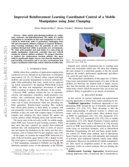 Improved Reinforcement Learning Coordinated Control of a Mobile
  Manipulator using Joint Clamping