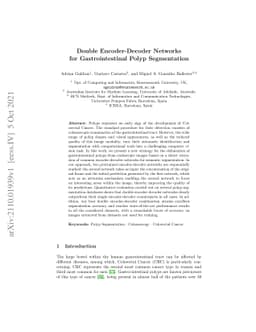 Double Encoder-Decoder Networks for Gastrointestinal Polyp Segmentation