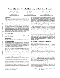 Multi-Objective Few-shot Learning for Fair Classification