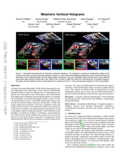 Metameric Varifocal Holography
