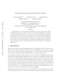 Federating for Learning Group Fair Models