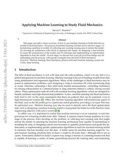 Applying Machine Learning to Study Fluid Mechanics