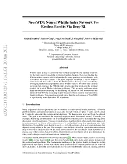 NeurWIN: Neural Whittle Index Network For Restless Bandits Via Deep RL
