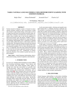 NaRLE: Natural Language Models using Reinforcement Learning with Emotion
  Feedback