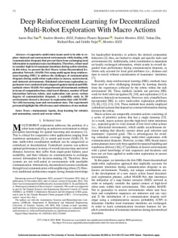 Deep Reinforcement Learning for Decentralized Multi-Robot Exploration
  With Macro Actions