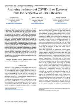 Analyzing the Impact of COVID-19 on Economy from the Perspective of
  Users Reviews