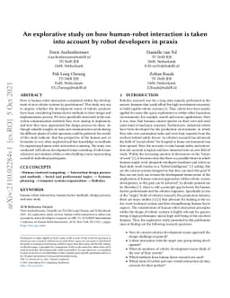 An explorative study on how human-robot interaction is taken into
  account by robot developers in praxis