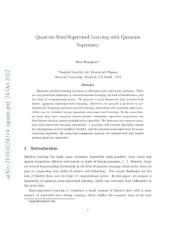 Quantum Semi-Supervised Learning with Quantum Supremacy