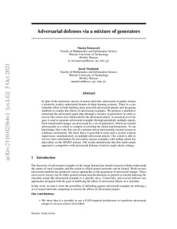 Adversarial defenses via a mixture of generators