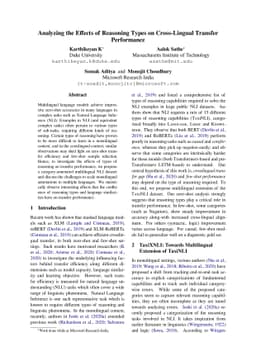 Analyzing the Effects of Reasoning Types on Cross-Lingual Transfer
  Performance