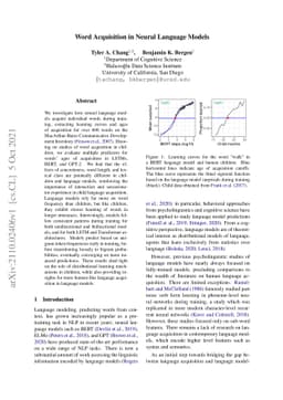 Word Acquisition in Neural Language Models