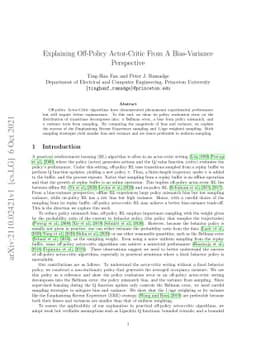 Explaining Off-Policy Actor-Critic From A Bias-Variance Perspective