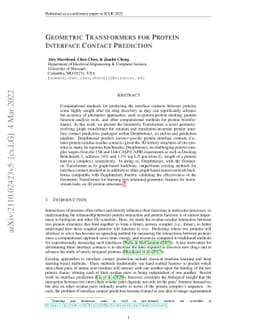 Geometric Transformers for Protein Interface Contact Prediction
