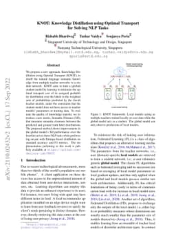 KNOT: Knowledge Distillation using Optimal Transport for Solving NLP
  Tasks