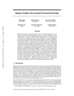 Replay-Guided Adversarial Environment Design