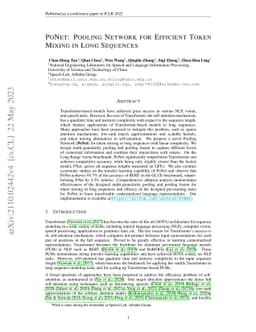 PoNet: Pooling Network for Efficient Token Mixing in Long Sequences