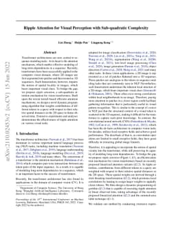 Ripple Attention for Visual Perception with Sub-quadratic Complexity