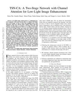 TSN-CA: A Two-Stage Network with Channel Attention for Low-Light Image
  Enhancement