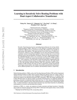 Learning to Iteratively Solve Routing Problems with Dual-Aspect
  Collaborative Transformer
