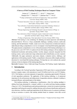 A Survey of Fish Tracking Techniques Based on Computer Vision