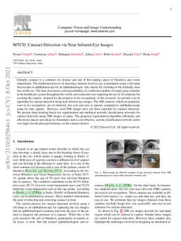 MTCD: Cataract Detection via Near Infrared Eye Images
