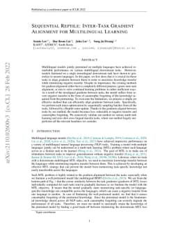 Sequential Reptile: Inter-Task Gradient Alignment for Multilingual
  Learning