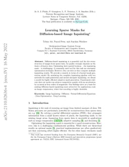 Learning Sparse Masks for Diffusion-based Image Inpainting