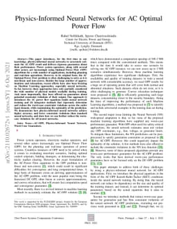 Physics-Informed Neural Networks for AC Optimal Power Flow