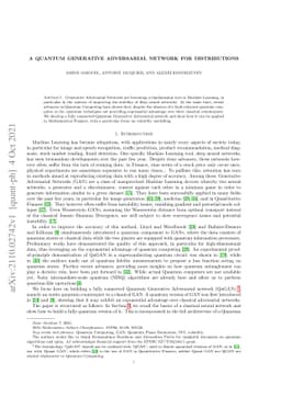 A Quantum Generative Adversarial Network for distributions