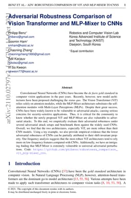 Adversarial Robustness Comparison of Vision Transformer and MLP-Mixer to
  CNNs
