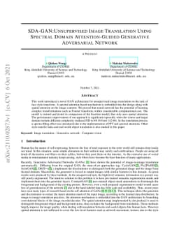 SDA-GAN: Unsupervised Image Translation Using Spectral Domain
  Attention-Guided Generative Adversarial Network