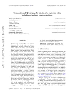 Compositional Q-learning for electrolyte repletion with imbalanced
  patient sub-populations