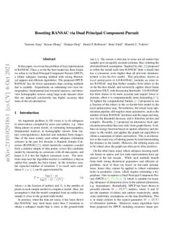 Boosting RANSAC via Dual Principal Component Pursuit