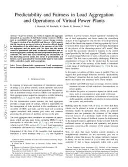 Predictability and Fairness in Load Aggregation and Operations of
  Virtual Power Plants
