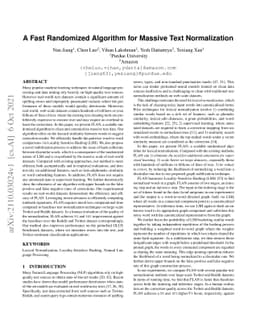 A Fast Randomized Algorithm for Massive Text Normalization