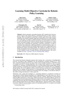 Learning Multi-Objective Curricula for Robotic Policy Learning