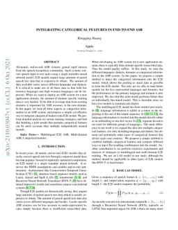 Integrating Categorical Features in End-to-End ASR