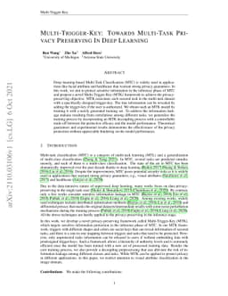 Multi-Trigger-Key: Towards Multi-Task Privacy Preserving In Deep
  Learning