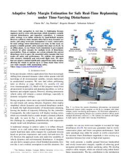 Adaptive Safety Margin Estimation for Safe Real-Time Replanning under
  Time-Varying Disturbance