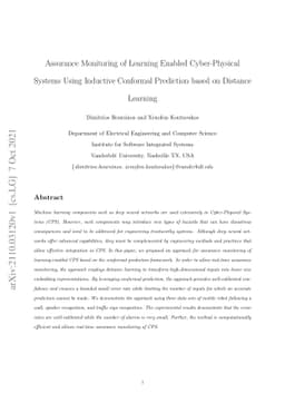 Assurance Monitoring of Learning Enabled Cyber-Physical Systems Using
  Inductive Conformal Prediction based on Distance Learning