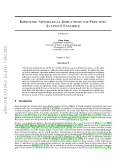 Improving Adversarial Robustness for Free with Snapshot Ensemble