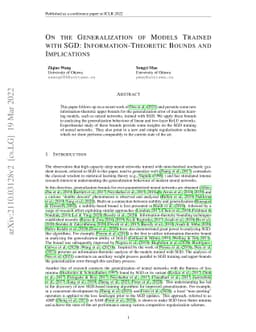 On the Generalization of Models Trained with SGD: Information-Theoretic
  Bounds and Implications