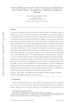 Solving Multistage Stochastic Linear Programming via Regularized Linear
  Decision Rules: An Application to Hydrothermal Dispatch Planning