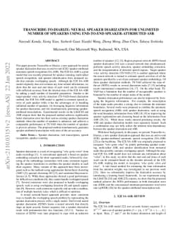 Transcribe-to-Diarize: Neural Speaker Diarization for Unlimited Number
  of Speakers using End-to-End Speaker-Attributed ASR