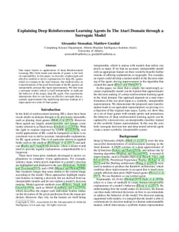 Explaining Deep Reinforcement Learning Agents In The Atari Domain
  through a Surrogate Model