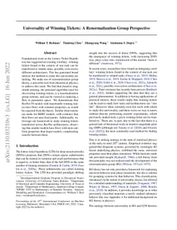 Universality of Winning Tickets: A Renormalization Group Perspective