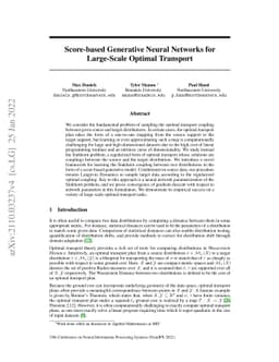Score-based Generative Neural Networks for Large-Scale Optimal Transport