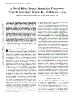 A Novel Blind Source Separation Framework Towards Maximum
  Signal-To-Interference Ratio