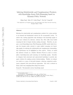 Inferring Substitutable and Complementary Products with Knowledge-Aware
  Path Reasoning based on Dynamic Policy Network